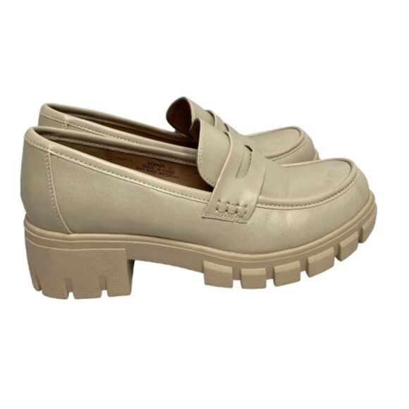 Hey Girl by Corkys Womens Chunky Platform Loafers Size 10 Ivory Academia Preppy - Picture 1 of 15